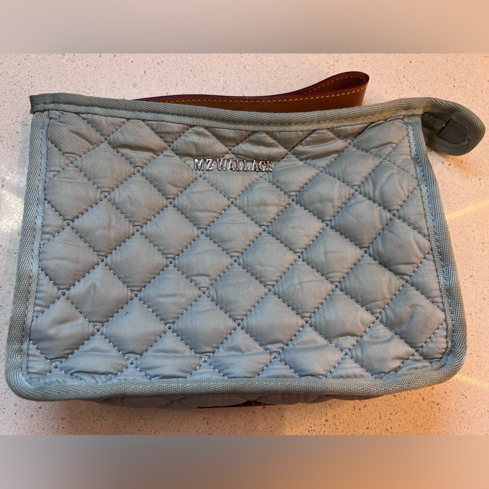MZ Wallace special edition bluish gray wristlet.